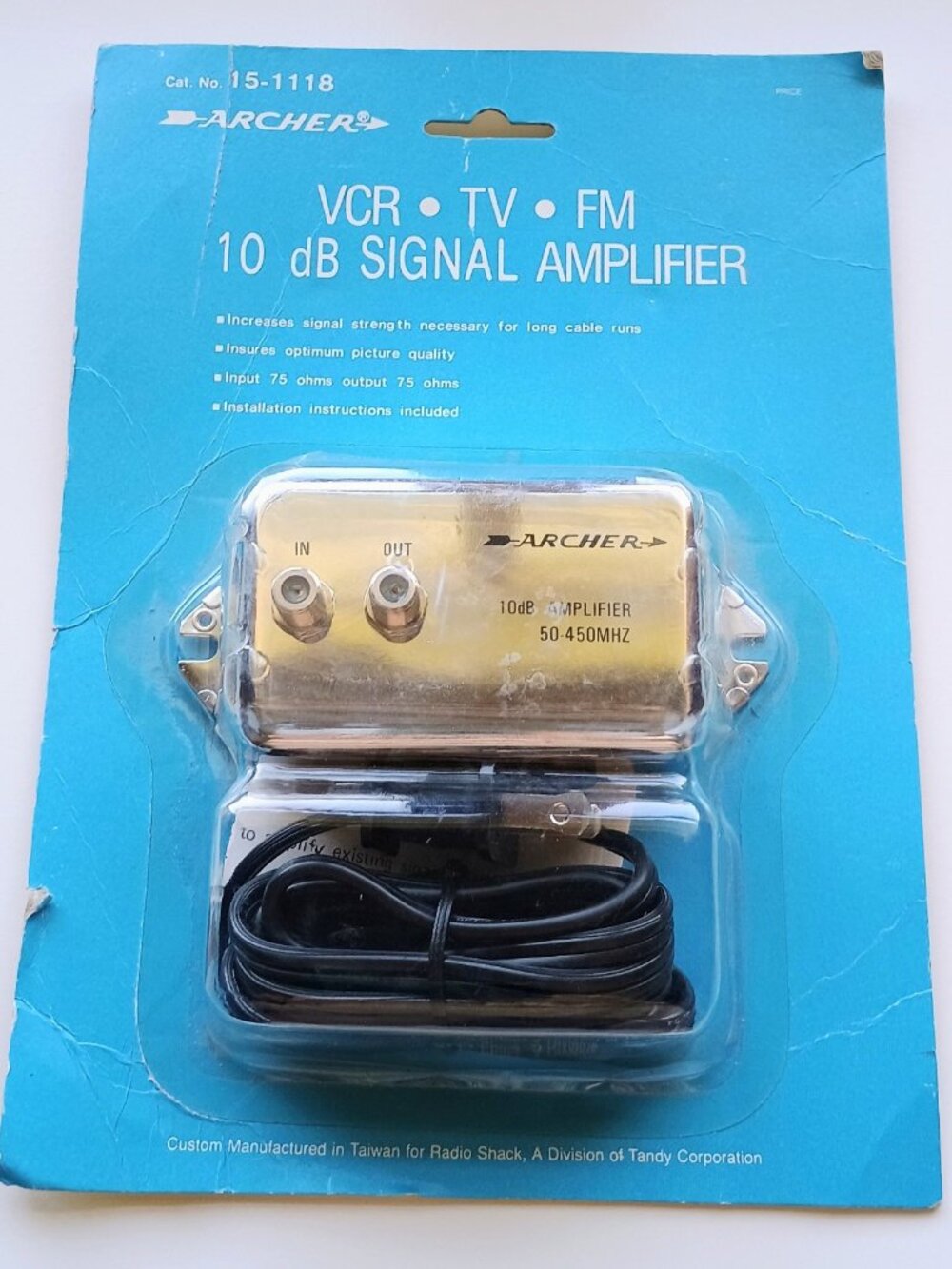Vintage Archer 10 dB Signal Amplifier VCR TV FM No. 15-1118 New Sealed Radio Sha